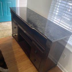 Marble Top Brown Cabinet