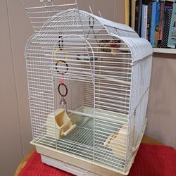 Big Pet Bird Parrot White Metal Cage Crate & Accessories