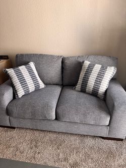 ASHLEY  BLUE fabric Loveseat