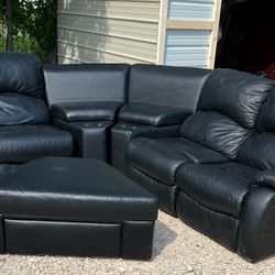 Leather Sectional Recliner Sofa 