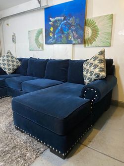 Ashley furniture 2024 navy blue sectional