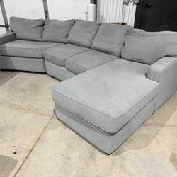 Grey Sectional Sofa Couch - Chaise Lounge - 3pcs - Cleaned & Comfy - USA Made - Delivery Available