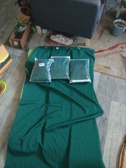 Green black out curtains