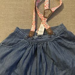 OshKosh Baby Girl Blue Jean Denim Suspenders Skirt 2T