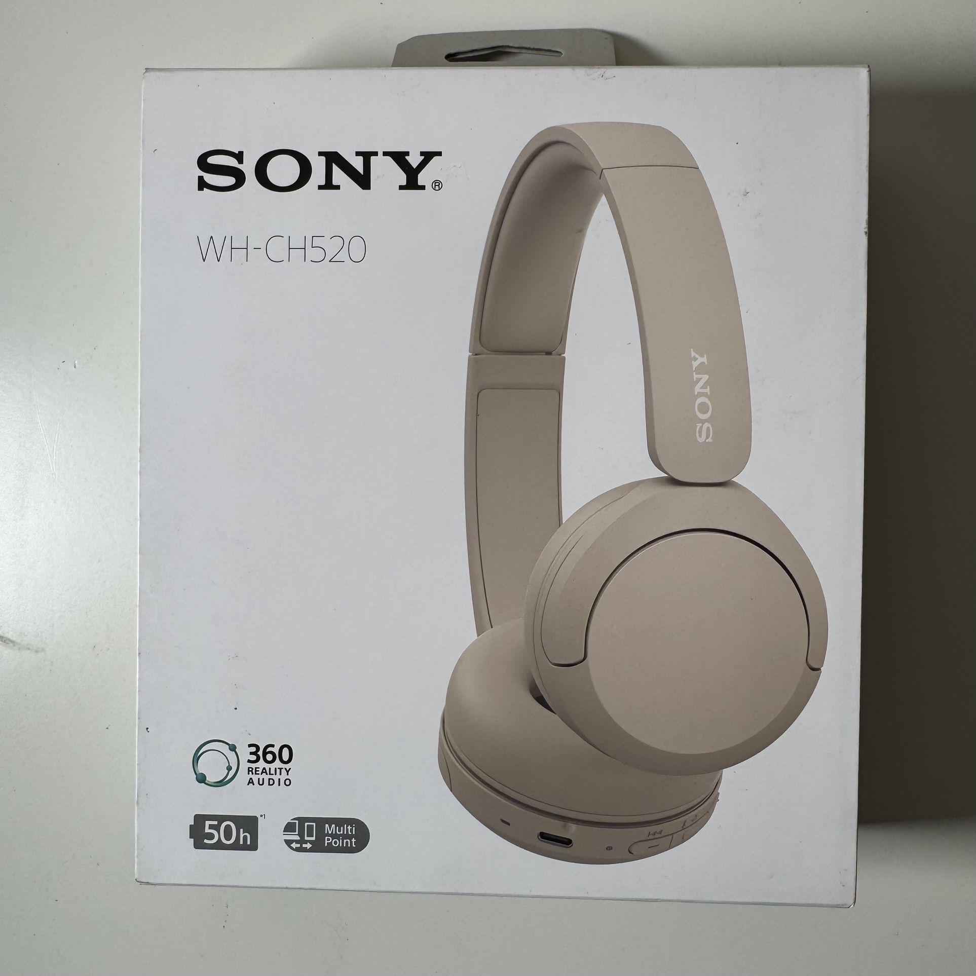Sony WH-CH520 Wireless Bluetooth On-Ear Headphones Beige iOS & Android
