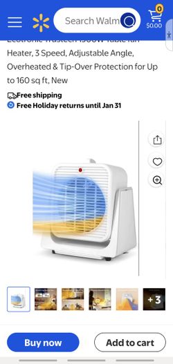 Trustech 1500W Table/Desk Heater\Fan~NEW~ 3 Speed, Adjustable Angle, Overheated & Tip-Over Protection