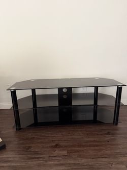 3-Tier Black Glass TV Stand