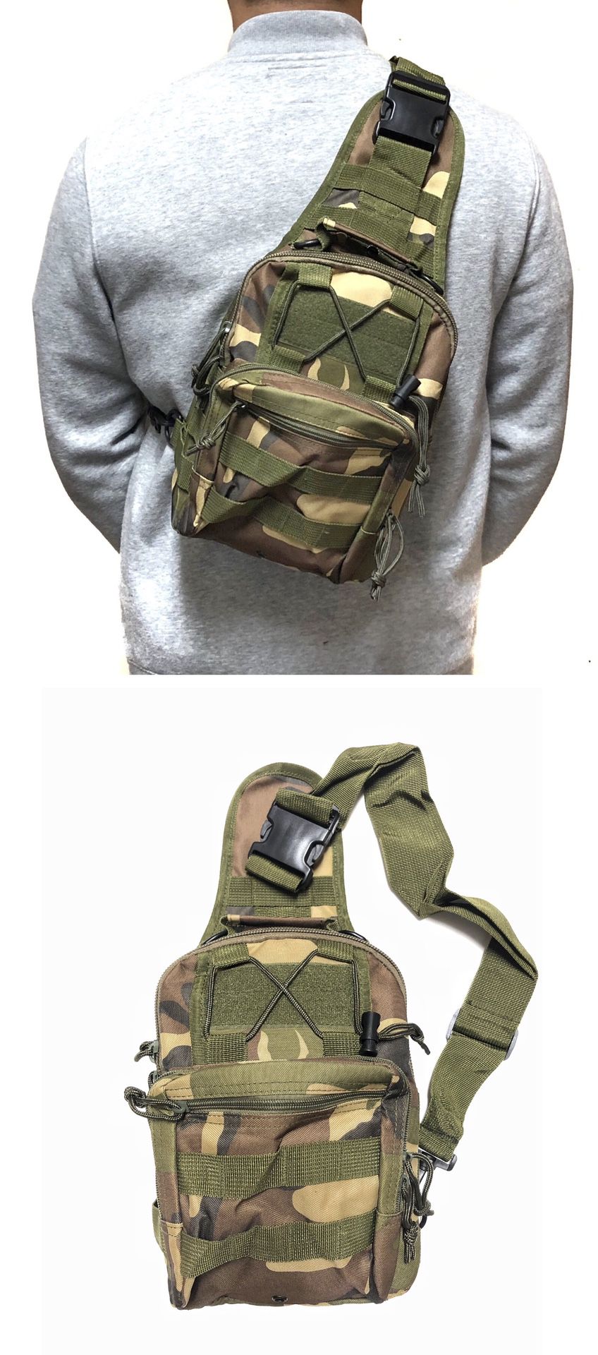 NEW! Camouflage Tactical military style Side Bag Cross body bag backpack sling pouch chest bag camping hiking day pack shoulder bag