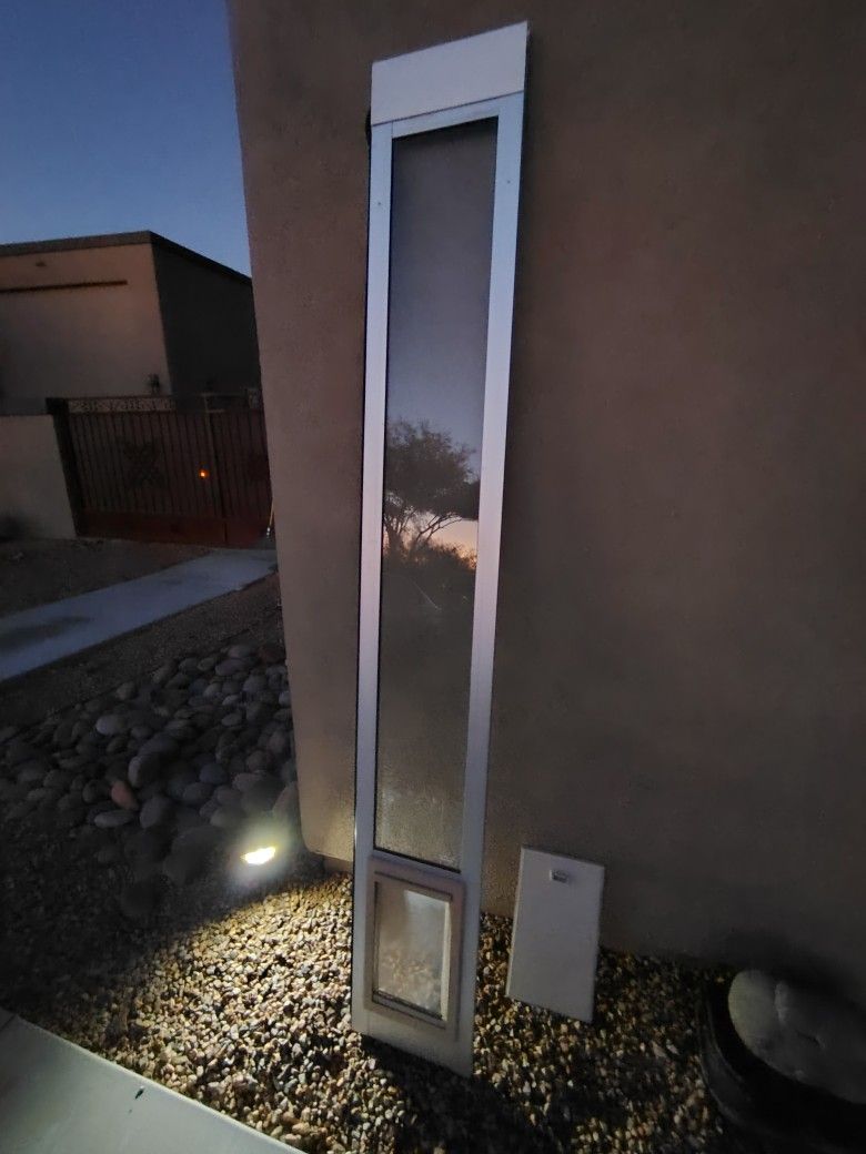 Pet Patio Door for Small Dogs or Cats, Adjustable Frame 77 3/8 - 80 3/8