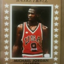 Super Nice Pair Of RARE Michael Jordan 1984 USA Olympic Basketball Card NEAR MINT OR BETTER 