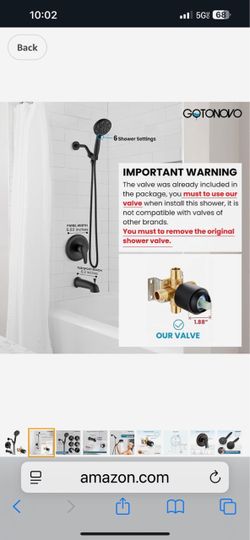 gotonovo Tub Shower Faucet Set Shower Head and Handle Set 6 Modes 6 inch Bathroom black bronze and Black C15B