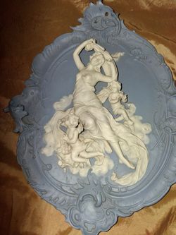 Blue and White Ceramic Relief Wall Plaque