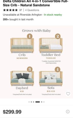 Delta Children Ari 4-in-1 Convertible Crib Natural Sandstone