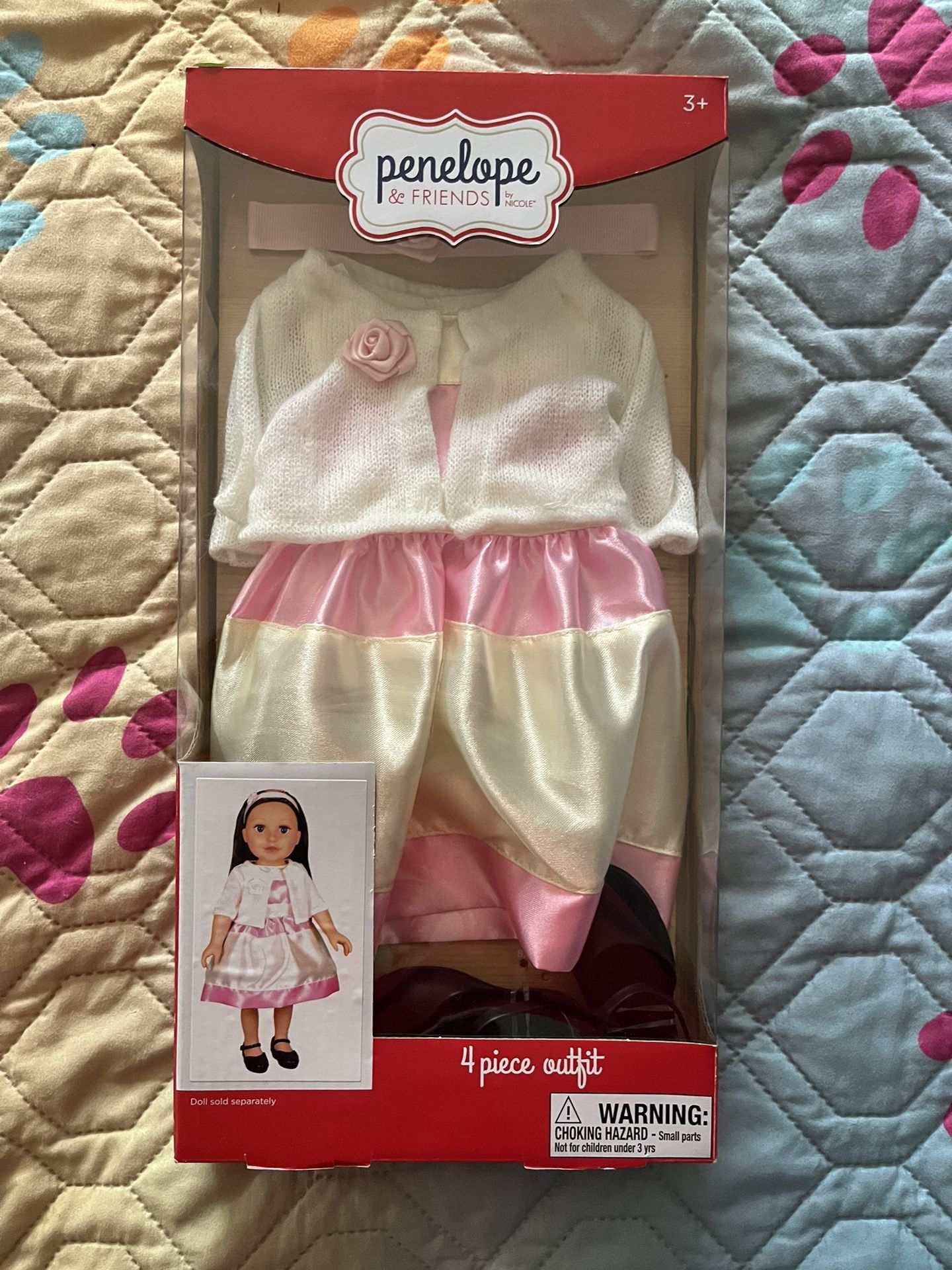 New Penelope & Friends 4 Piece 18 Inch Doll Fancy Dress Cardigan Outfit Shoes
