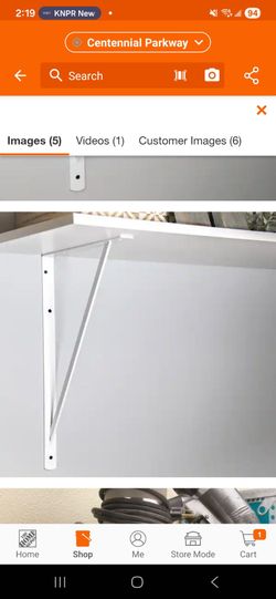 Six Everbilt 20 in. x 13 in. White Heavy-Duty Shelf Bracket