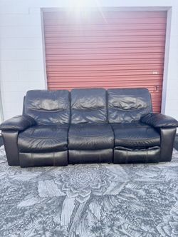 Dark Brown Leather Electric Reclining Sofa