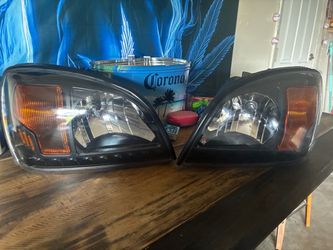 Black Housing Headlights with Amber Corners Pair