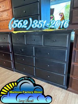 Black nine drawer pinewood chest cajonera Comoda mueble nuevo