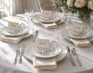 Lucite  Swan Place Card Holders – Set of 4