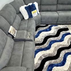 Alejandra Gray Reclining Sectional $1299 With Easy Finance