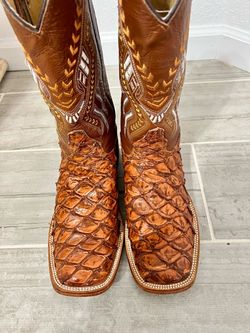 Fish Scale Leather Cowboy Boots