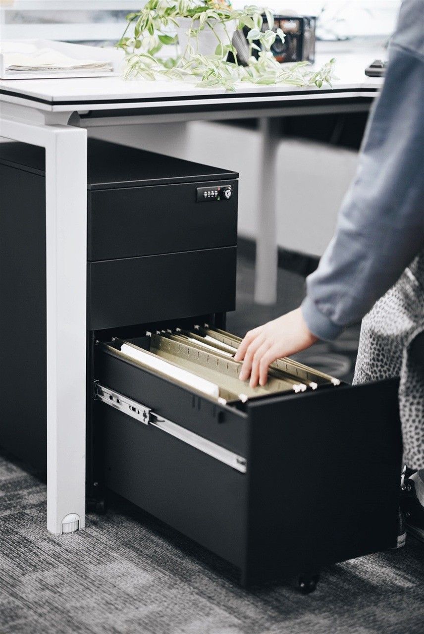 Home Office Steel Under Desk 3 Drawer File Cabinet, Assembled, Black