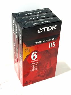 TDK T-120HS VHS Blank Video Tapes 120 Min 6 Hour EP Lot of 3 Sealed New