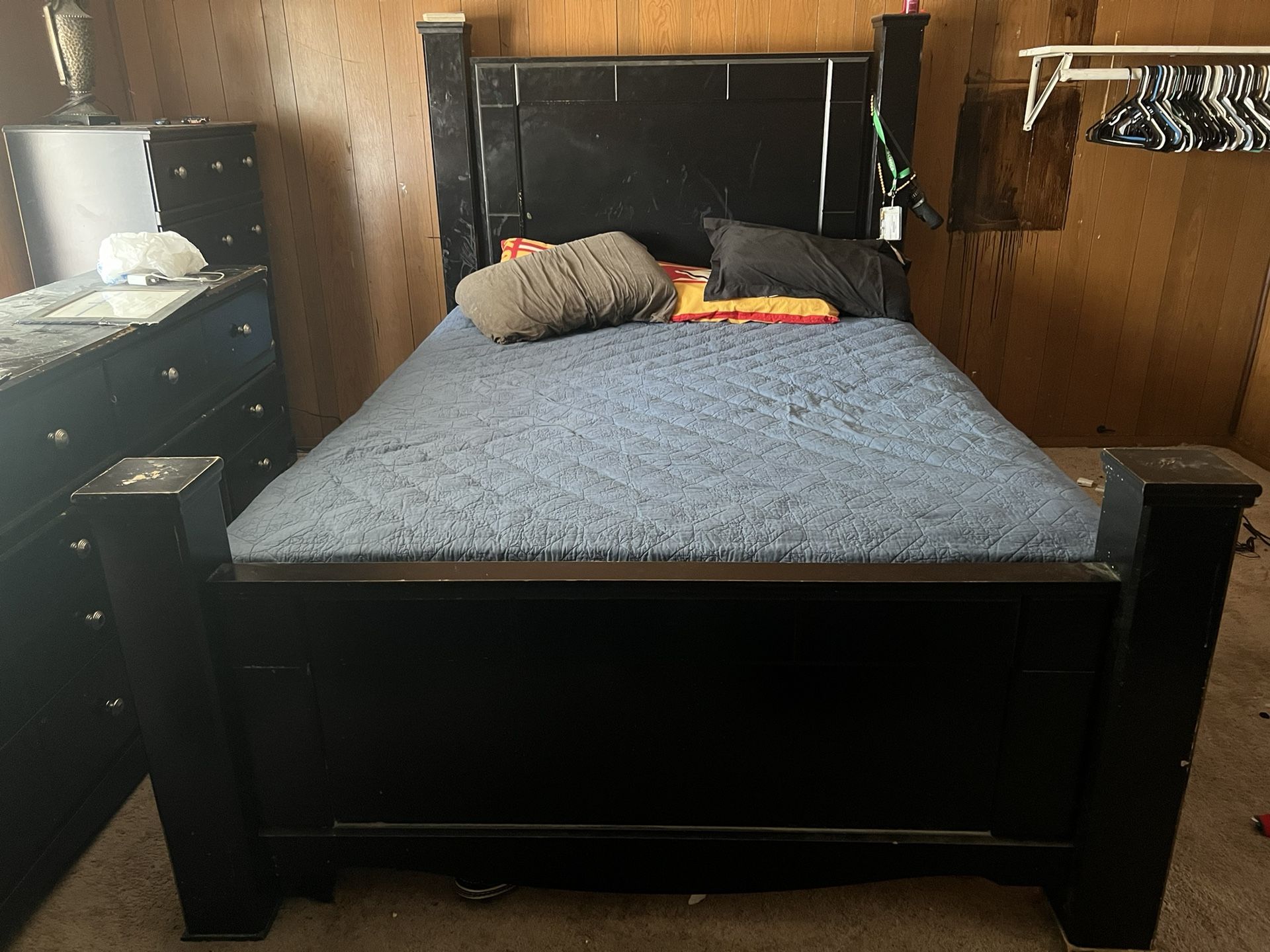 Queen Bed with Back Frame