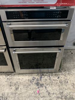 Kitchen aid 30” microwave oven combo in stainless steel new open box