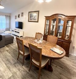 Wood Dining Table Set with Chairs and China Cabinet