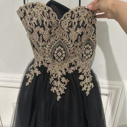 New Black & Gold Beaded Cocktail / Prom / Homecoming Dress – Size Large