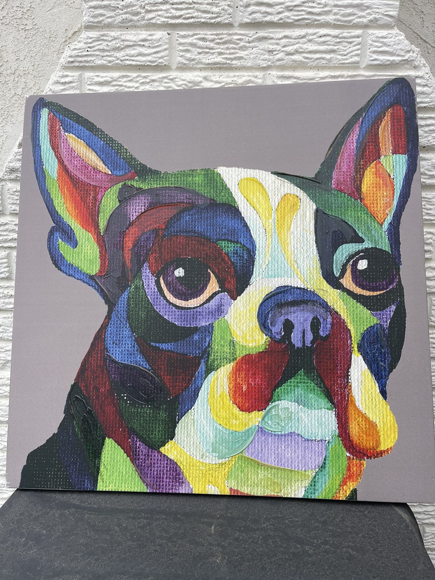 Boston Terrier Canvas Print Colorful Wall Art