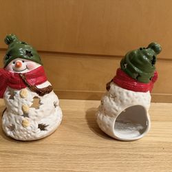 Six Charming Snowman Candle Holders