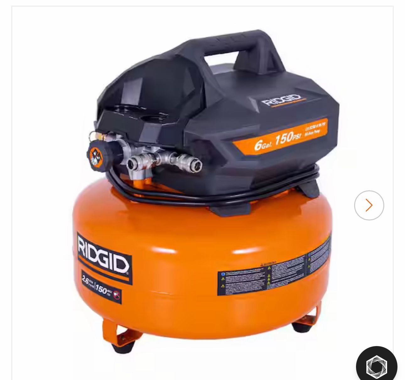 6 Gal. 150 PSI Portable Electric Oil-Free Jobsite Pancake Air Compressor with Dual Pressure Gauges and 2-Quick Couplers
