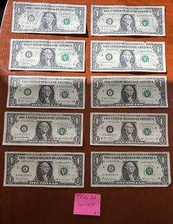 Dollar Bull Set Of 10 Triple Special Serial Numbers 000 To 999