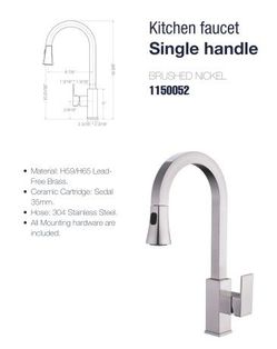 New Kitchen Faucet Satin Finish 1150052