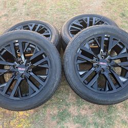 275/50R22 GMC BLACK WHEELS AND TIRES SET OF 4