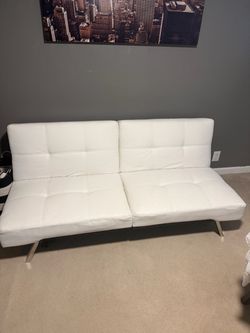 White Faux Leather Futon