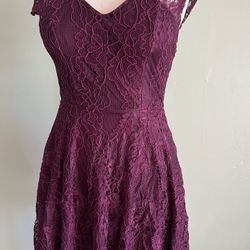 Francesca’s Deep Purple Lace Dress With Heart Cut Size XS **SALE!!