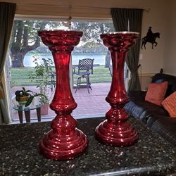 Red Candlestick Holder Home Office Decoration Holiday 