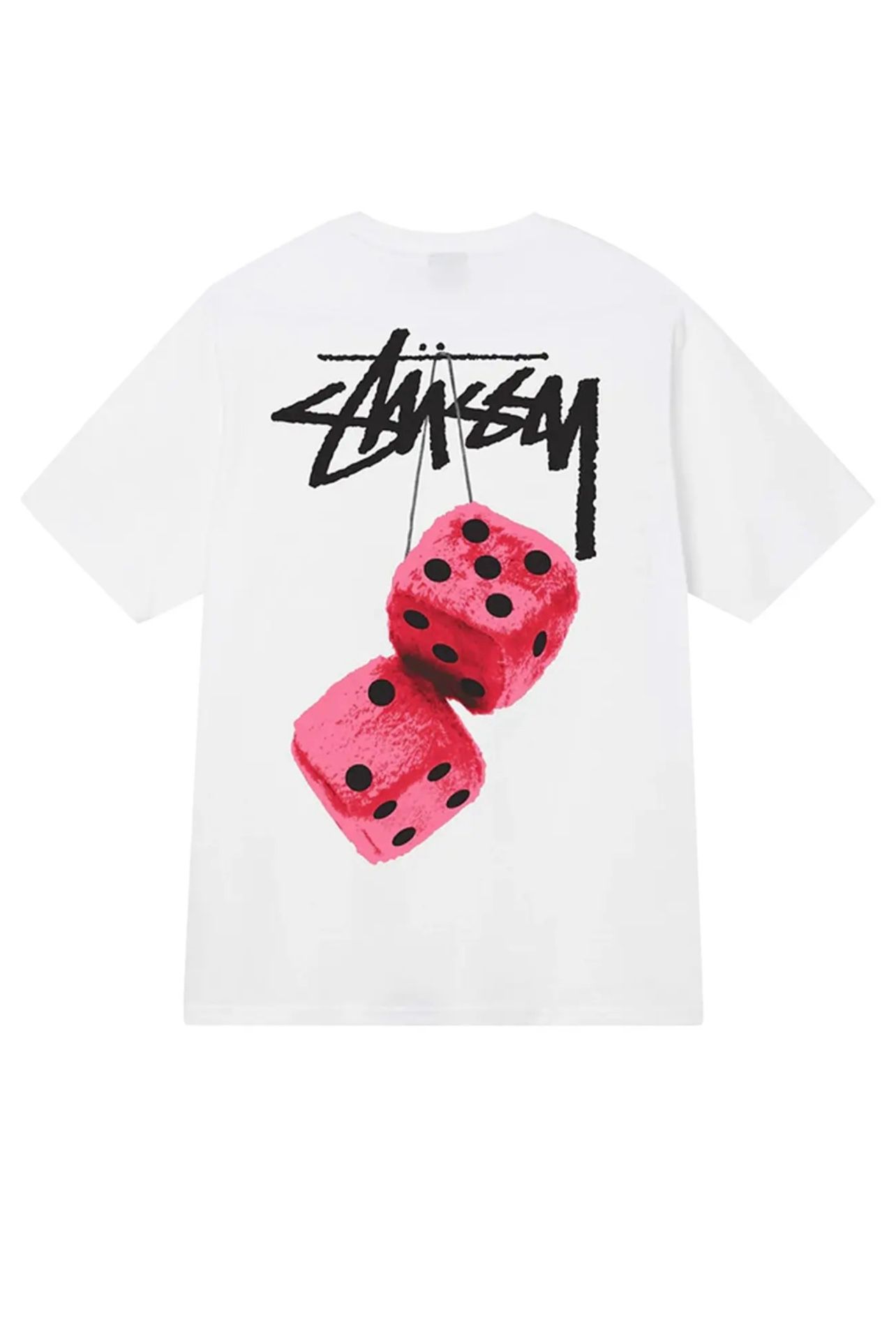 Stussy Shirt Fuzzy Dice Logo Tee T-Shirt White Mens XXL Double Sided