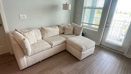 Modern Cream Modular Sectional + Ottoman | Moving Sale