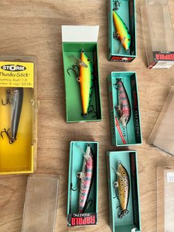 6 Little Rapala Minnow Lure lot, F-5,F-7, Cd-7, + Storm, used