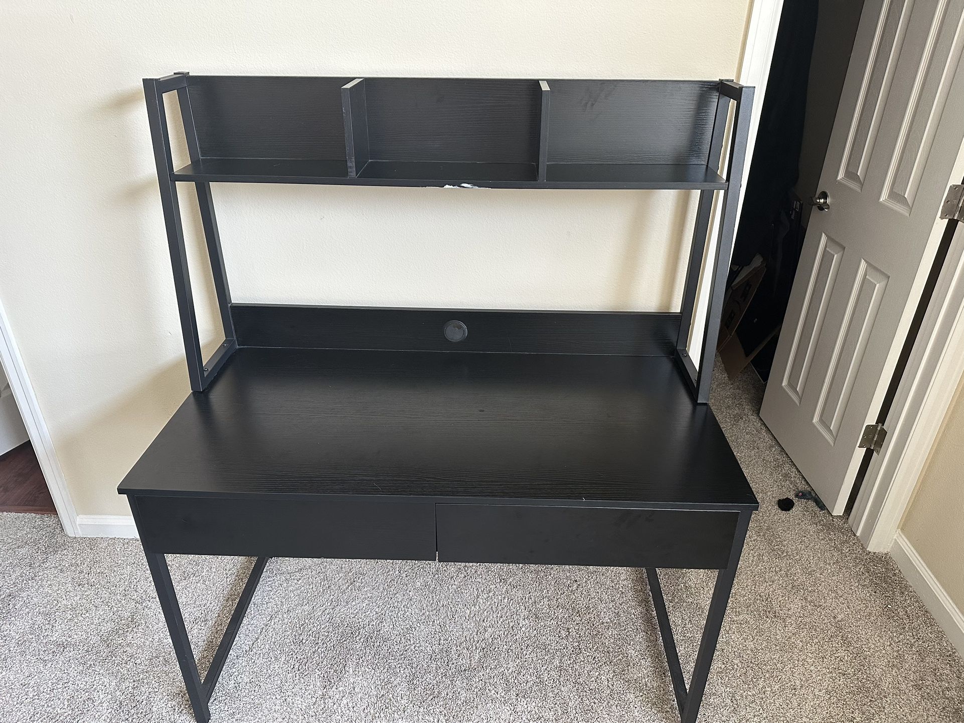 Large Black Desk With Shelving