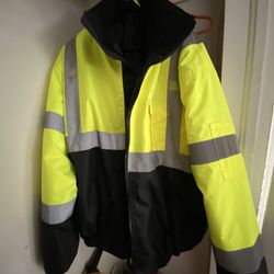 New Wild Wear High Visibility Reflective Winter Bomber Jacket Yellow/Black Sz XL