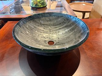 NEW! VIGO Giovanni Titanium Gray Glass Round Vessel Bathroom Sink
