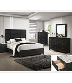 4- Pc Bedroom set Dresser,Mirror Nightstand (1) Queen size bed frame Not including Mattress and Box Sp