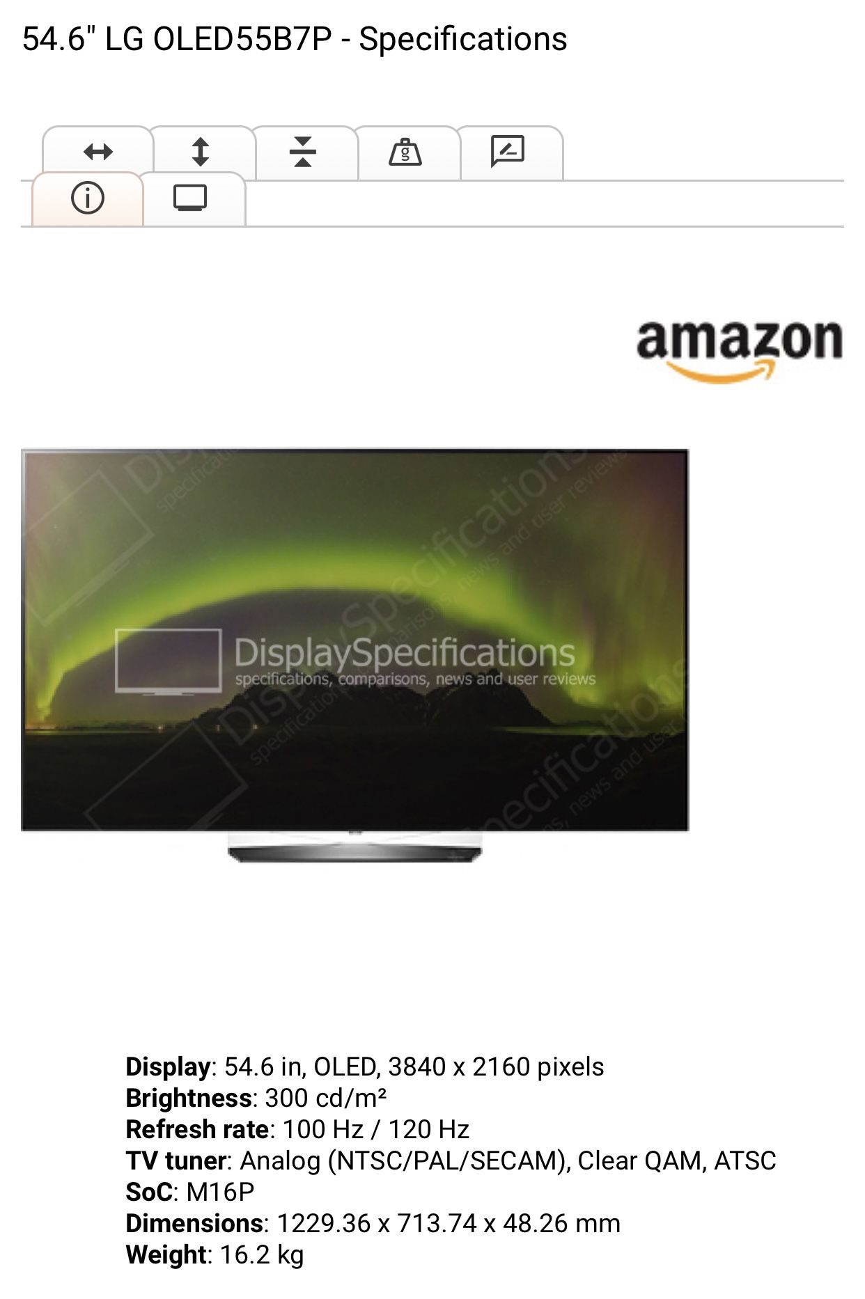 LG OLED55B7P, a 55-inch OLED Ultra HD TV with a native resolution of 3840x2160 (2160p