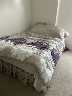 Queen metal bed frame and mattress