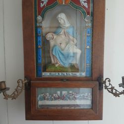 Antique Oak Catholic Christian Sick Call/Last Rites Box